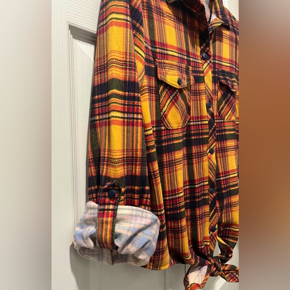 Fashion Nova Mustard Plaid Tie Knot Button Up Top - Picture 10 of 13